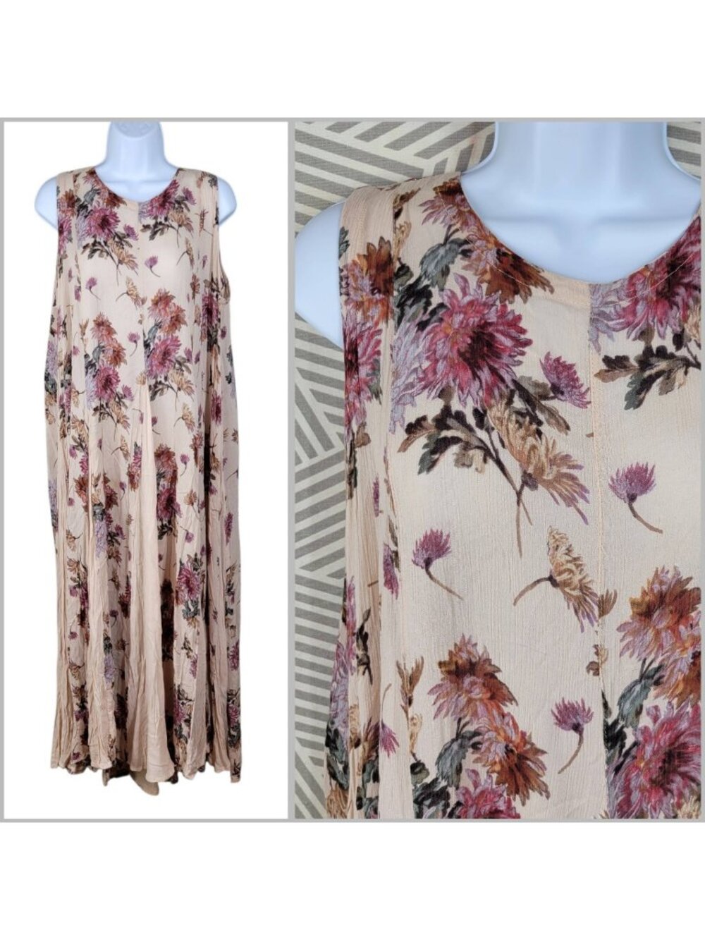 Gauze Shirt Dress Large Maxi Lightweight Flowy Pink Cottagecore Renaissance Vtg